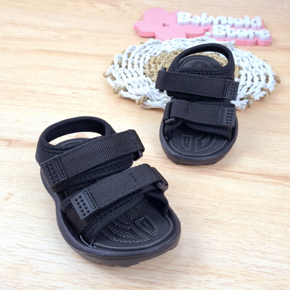 [382106-BLACK] - Sepatu Sandal Santai Anak Import - Motif Plain Style