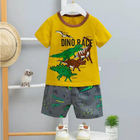 [2251422] - Baju Setelan Santai Anak - Motif Dino Race
