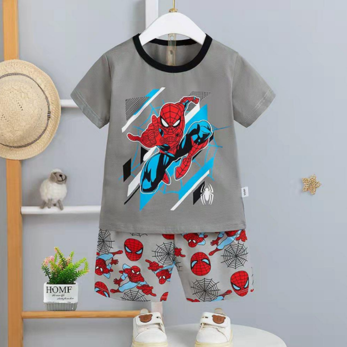 [2251427] - Baju Setelan Santai Anak Import - Motif Spiderman Net