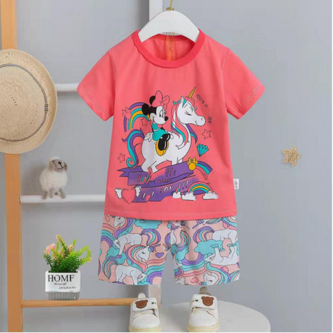 [2251412] - Setelan Baju Santai Anak Import - Motif Minnie Unicorn