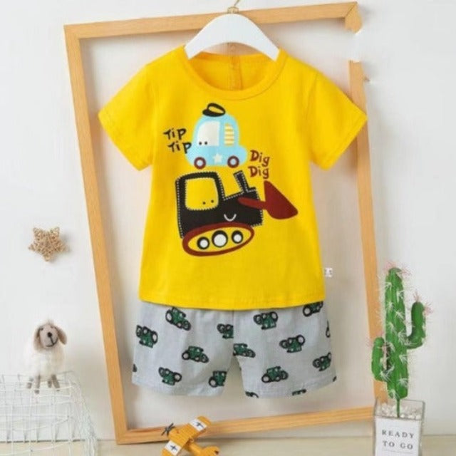 [2251498] - Import Baju Setelan Homewear Anak - Motif Cute Car