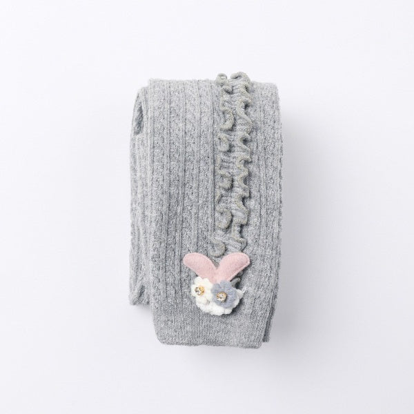 [375127-GRAY] -Celana Legging 3D Anak Perempuan Import - Motif Little Rabbit