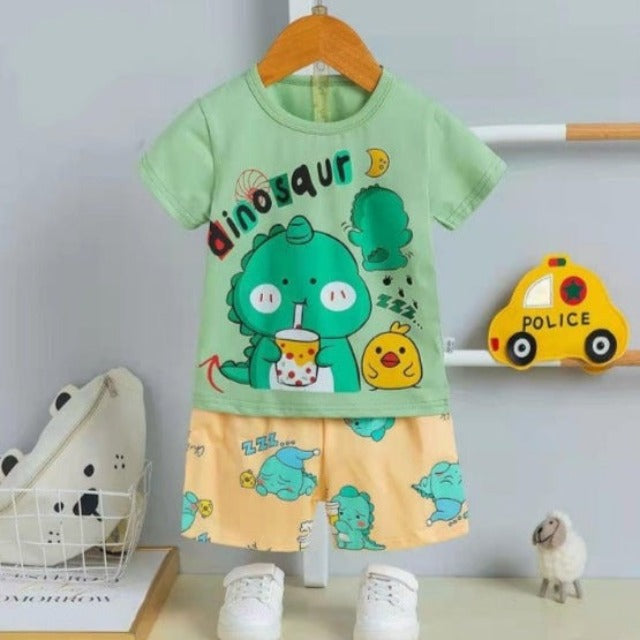 [2251439] - Import Baju Setelan Homewear Anak - Motif Bird Dino