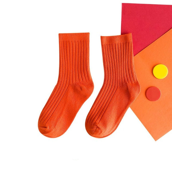 [377116-BRICK ORANGE] - Kaos Kaki Anak Lucu Import - Motif Solid Color