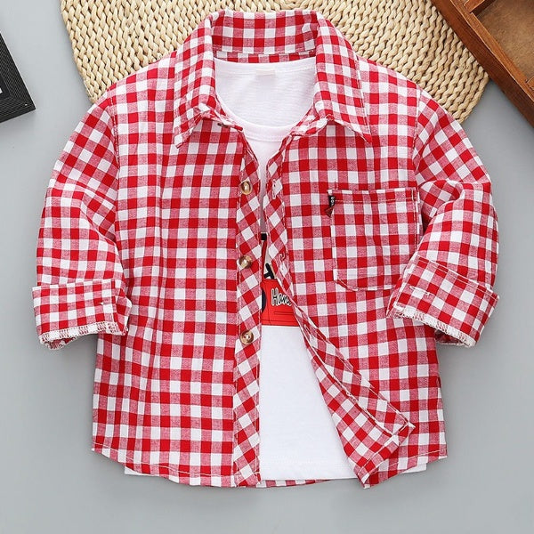 [515112] - Atasan Kemeja Trendi Anak - Motif Gingham Label