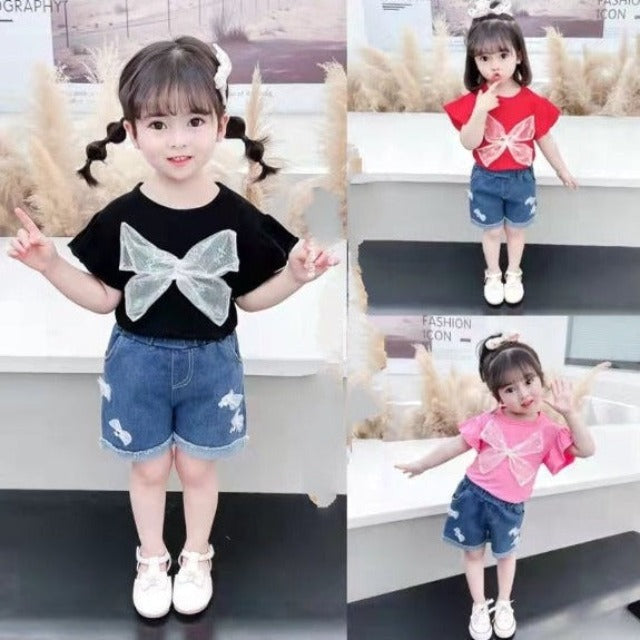 [001353] - Setelan Ootd Fashion Anak - Motif Butterfly Ribbon