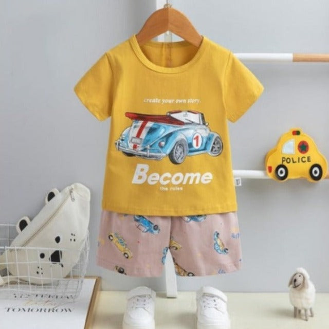 [2251446] - Import Baju Setelan Homewear Anak - Motif Old Car