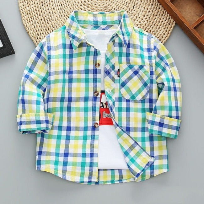 [515103] - Import Atasan Kemeja Trendi Anak - Motif Square Gradient