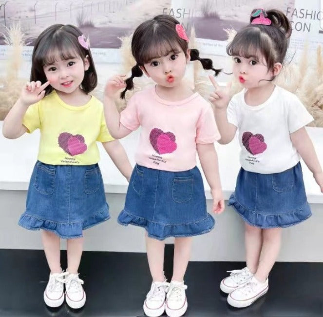 [001327] - Setelan Ootd Fashion Anak - Motif Big Love