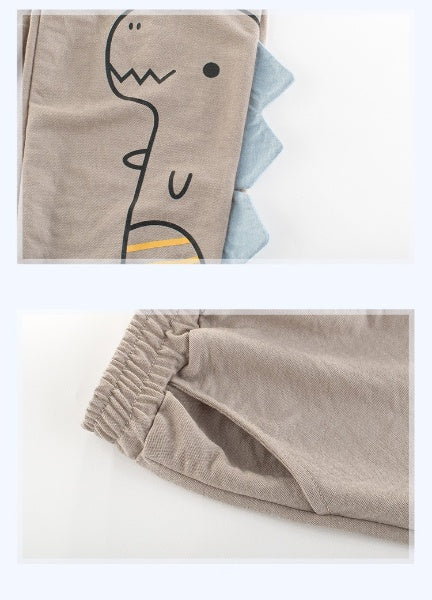 [121202-GRAY] - Celana 3D Jogger Anak / Celana Santai Anak - Motif Big Dinosaurs