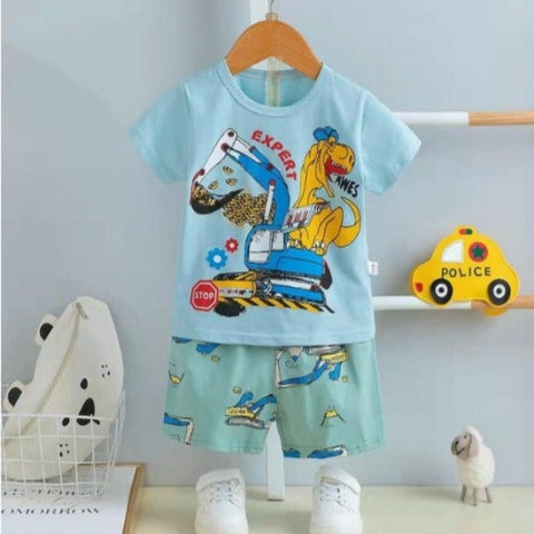 [2251431] - Baju Setelan Homewear Anak - Motif Dino Machine