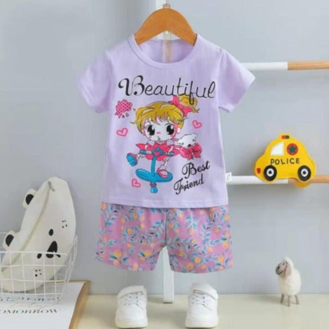 [2251432] - Import Baju Setelan Homewear Anak - Motif Best Friend