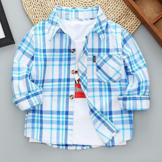 [515105] - Import Atasan Kemeja Trendi Anak - Motif Three Helplines