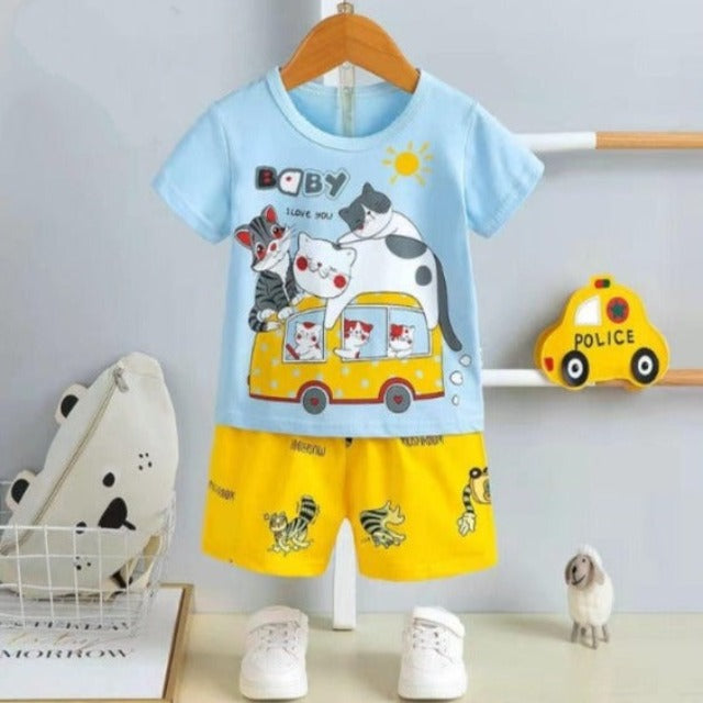 [2251450] - Import Baju Setelan Homewear Anak - Motif Baby Cat