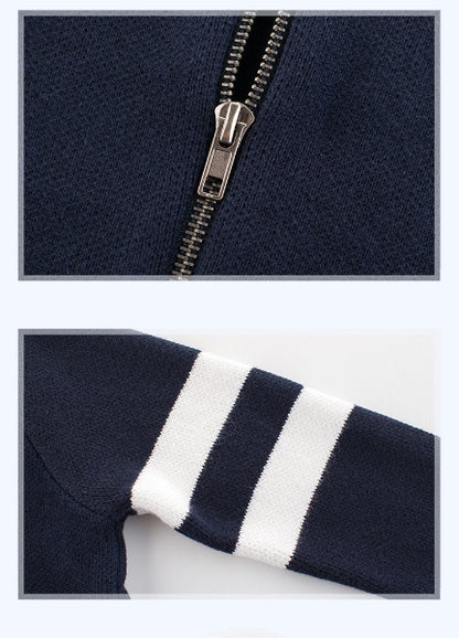 [121257-NAVY] - Atasan Jaket Trendi Anak - Motif Two Lines