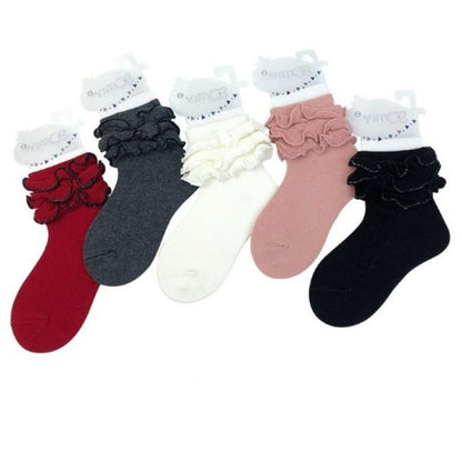[376122] - Kaos Kaki Anak Import Lucu - Motif Ruffle Lace