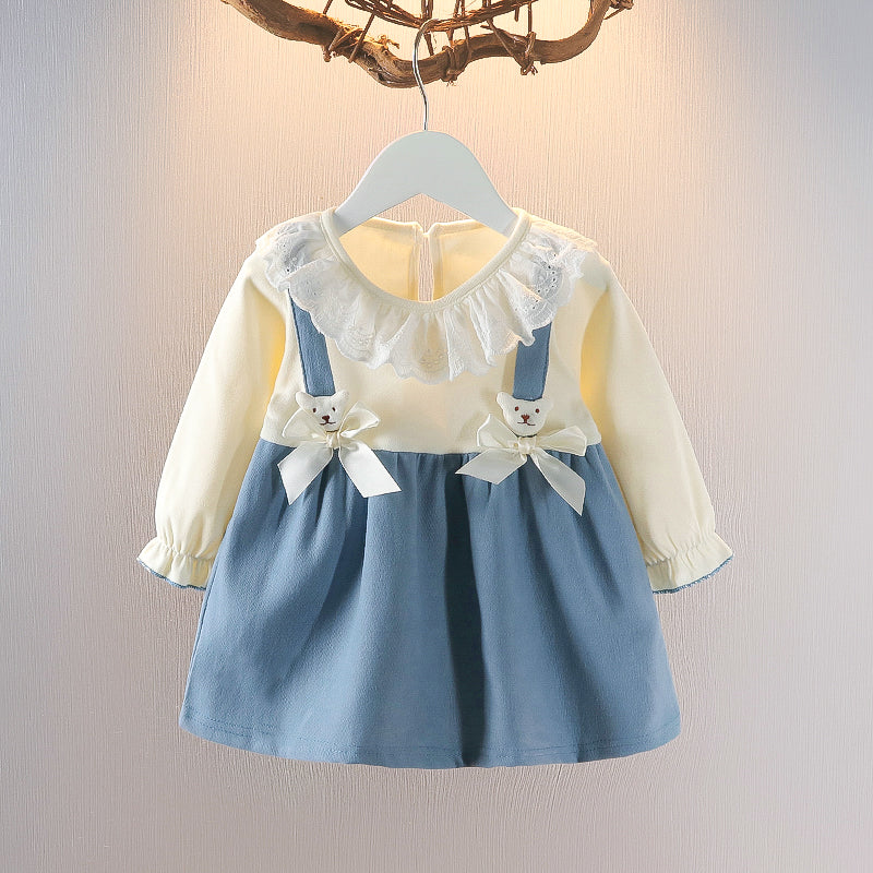 [352321] - Dress Mini Lengan Panjang Anak Perempuan - Motif Lace Ribbon