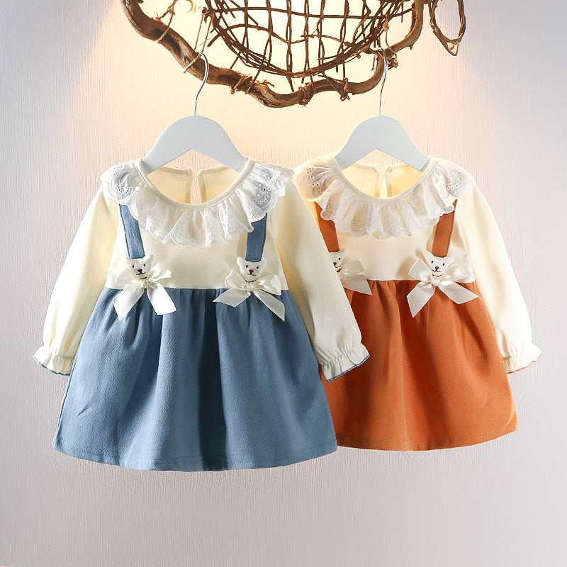 [352321] - Dress Mini Lengan Panjang Anak Perempuan - Motif Lace Ribbon