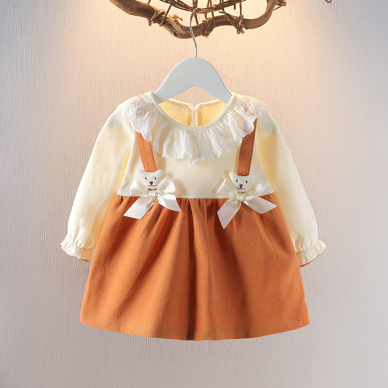 [352321] - Dress Mini Lengan Panjang Anak Perempuan - Motif Lace Ribbon
