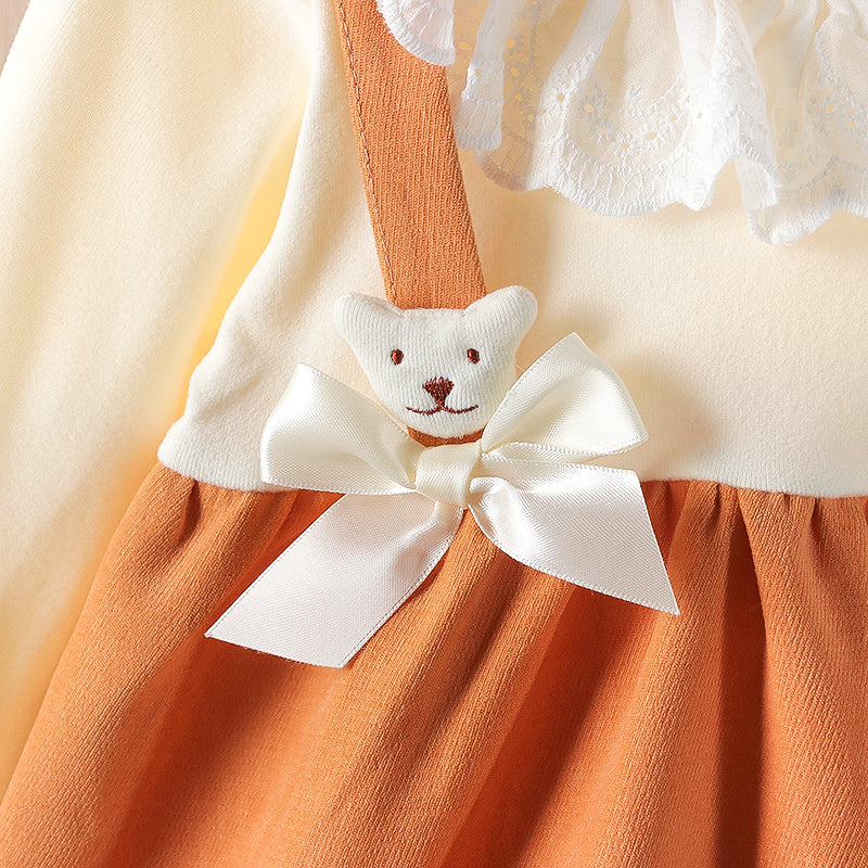[352321] - Dress Mini Lengan Panjang Anak Perempuan - Motif Lace Ribbon