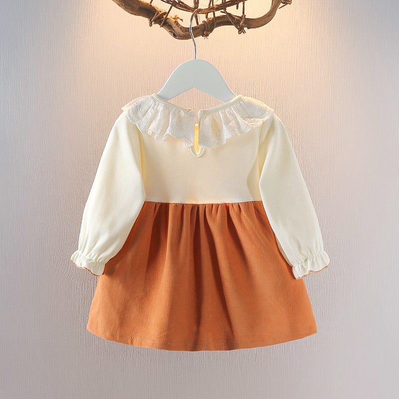 [352321] - Dress Mini Lengan Panjang Anak Perempuan - Motif Lace Ribbon